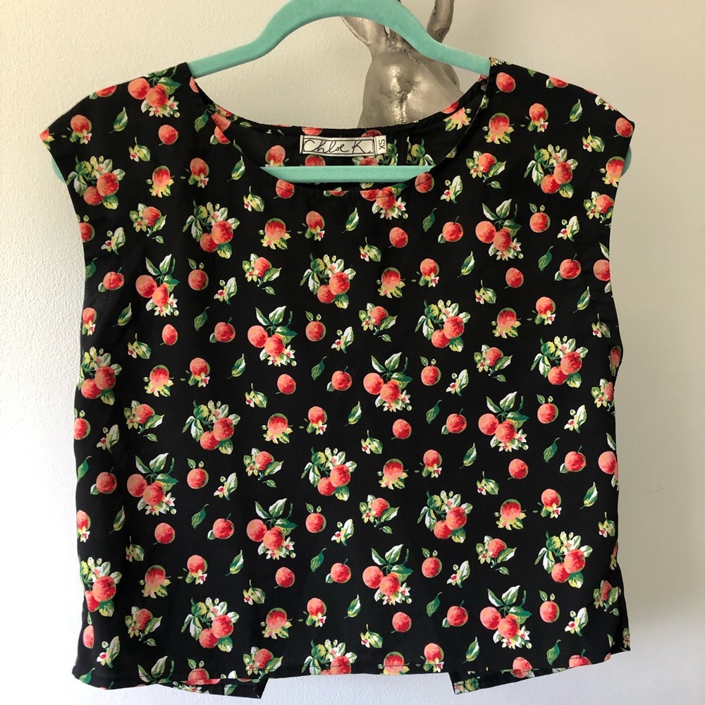 Cute Fruits crop top with open back